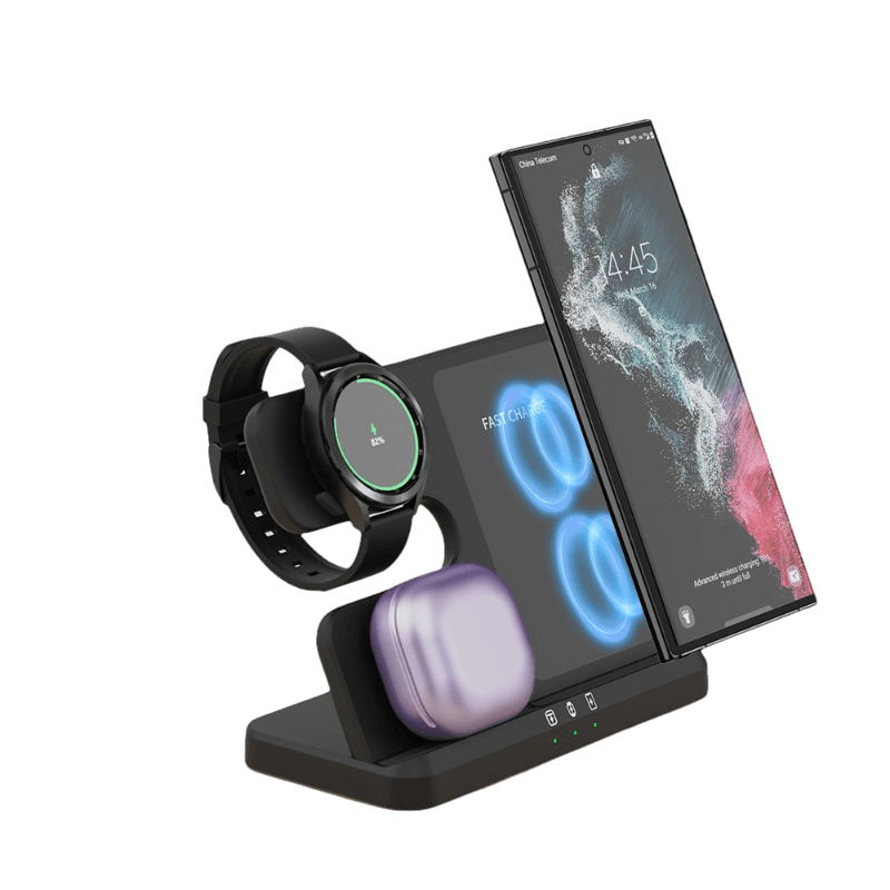 3-in-1 Galaxy Watch / Samsung / Galaxy Buds Ladestation Dockingstation (30W) mit Geräten