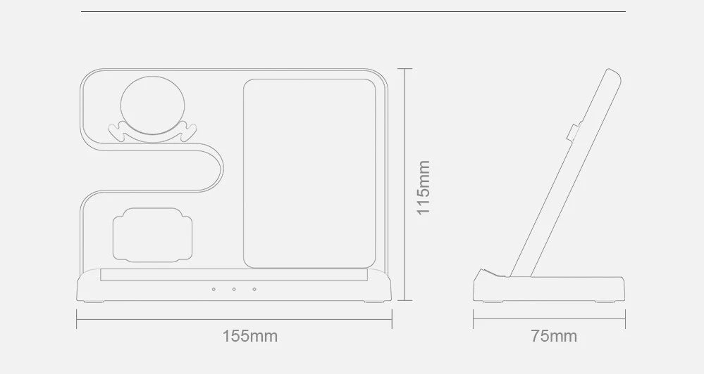 3-in-1 Galaxy Watch / Samsung / Galaxy Buds Ladestation Dockingstation (30W) Dimensionen