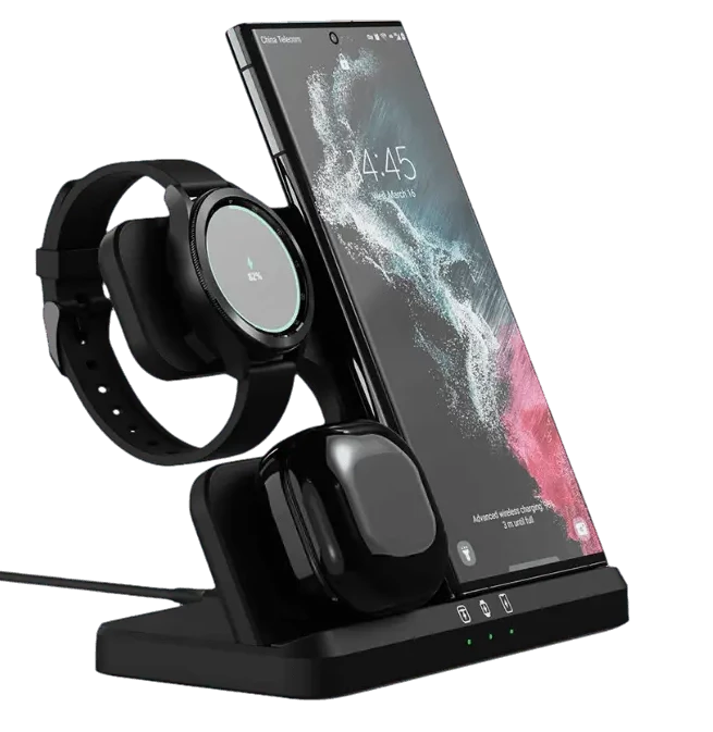3-in-1 Galaxy Watch / Samsung / Galaxy Buds Ladestation Dockingstation (30W) Seitenansicht