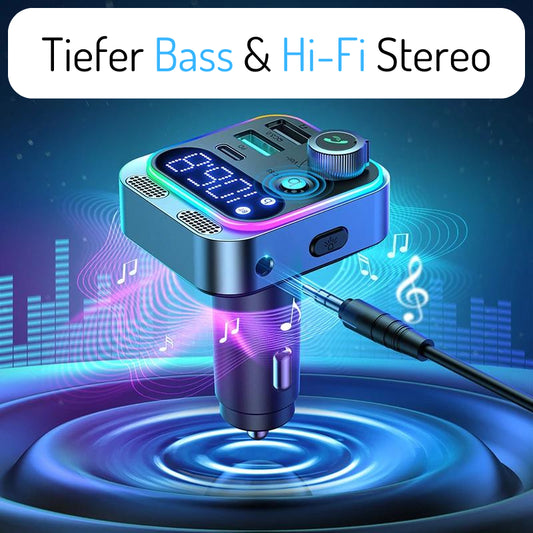 Autoradio Bluetooth 5.3 FM mit Multifunktion (QuickCharge und Power Delivery, Bass, Anrufe, AUX) Illustration