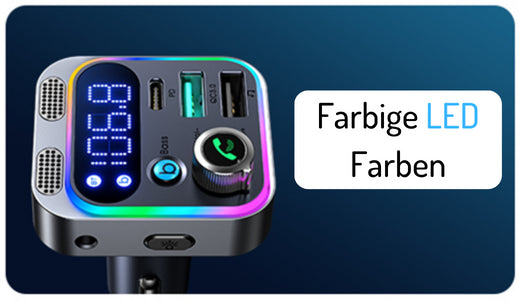 Autoradio Bluetooth 5.3 FM mit Multifunktion (QuickCharge und Power Delivery, Bass, Anrufe, AUX) LED