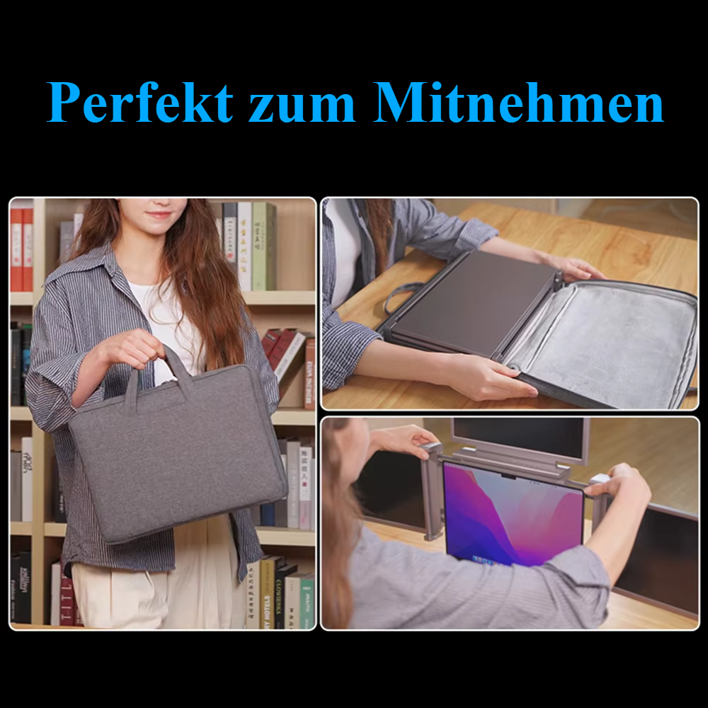 14 Zoll Laptop-Erweiterungsbildschirm – 1080P FHD Quad-Screen-Monitor – Schnelle Installation – Monitor mit 1 Kabel für 3 Displays - cyberphone