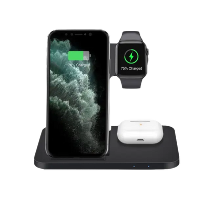 3-in-1 Apple Watch / iPhone / AirPods Ladestation Dockingstation von vorne