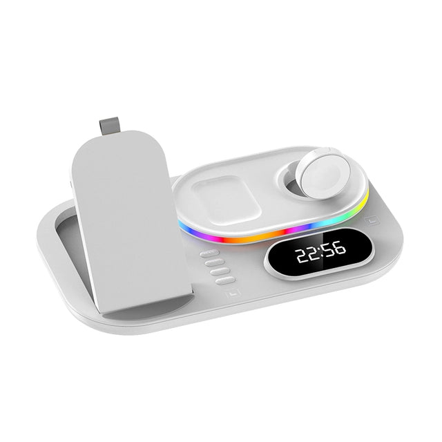 Qi 4 en 1 chargeur sans fil pour iPhone Station d'accueil de chargement  pour Apple Watch Airpods chargeur Micro USB Type C support de charge rapide, ✓ Meilleur prix au Maroc