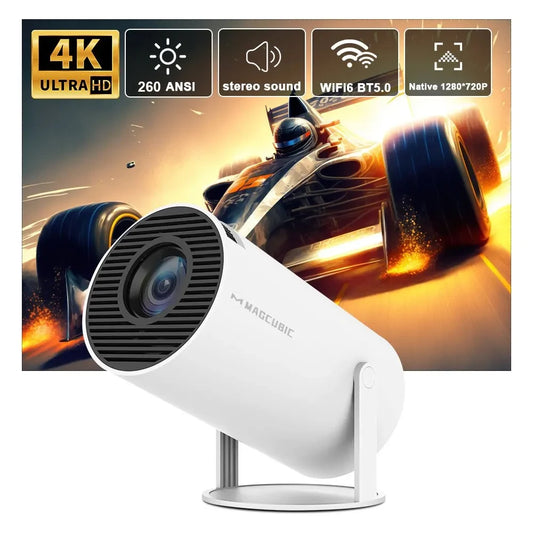 HD Heimkino Beamer mit Android 11, WiFi6, Bluetooth 5.0 & Auto-Korrektur – Projektor für Filme & Streaming zuhause - cyberphone